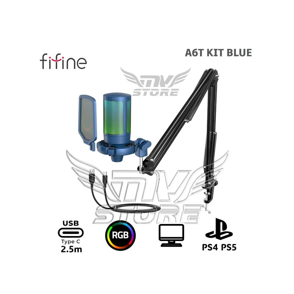 Micrófono Gamer Fifine A6T BLUE Soporte de brazo