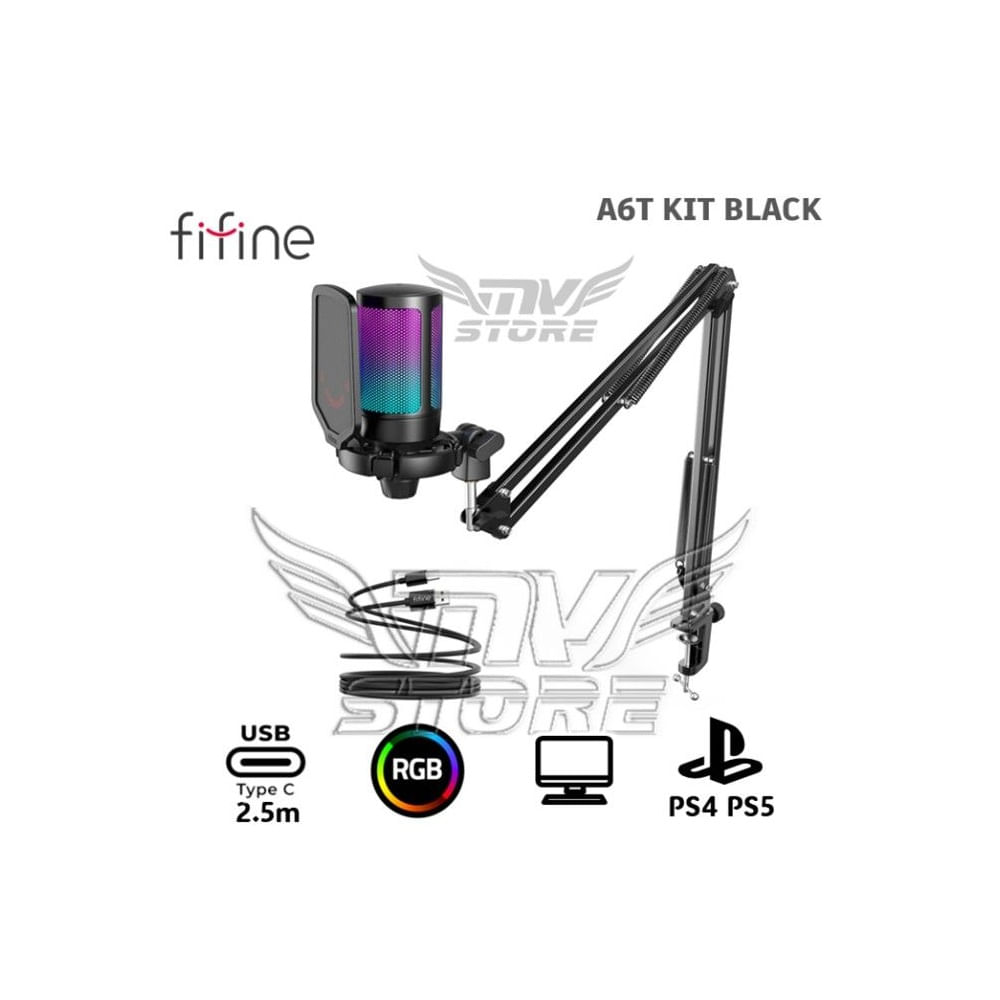 Micrófono Gamer Fifine A6T BLACK Soporte de brazo