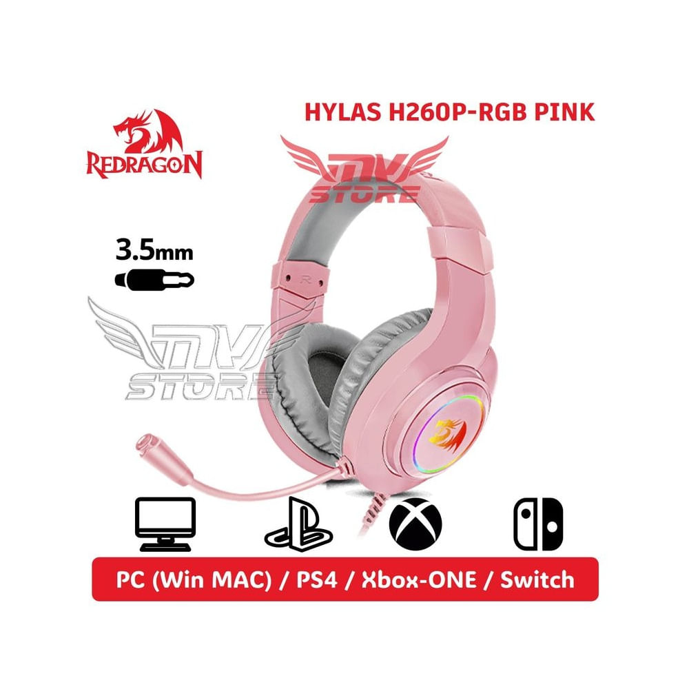 Audífonos Redragon Hylas H260 RGB Color Rosa