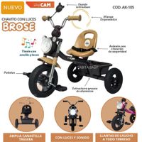 Triciclo chavito con Luces y Sonido Brose Beige