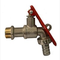Llave Esférica Para Jardín 1/2"" Con Seguro Pesada Valmax - Gris  Roja