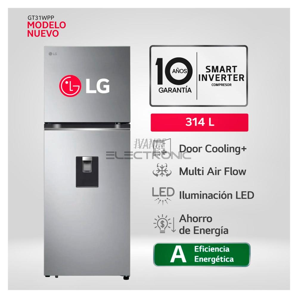 Refrigeradora LG GT31WPP Door Cooling 314 Litros Plateada