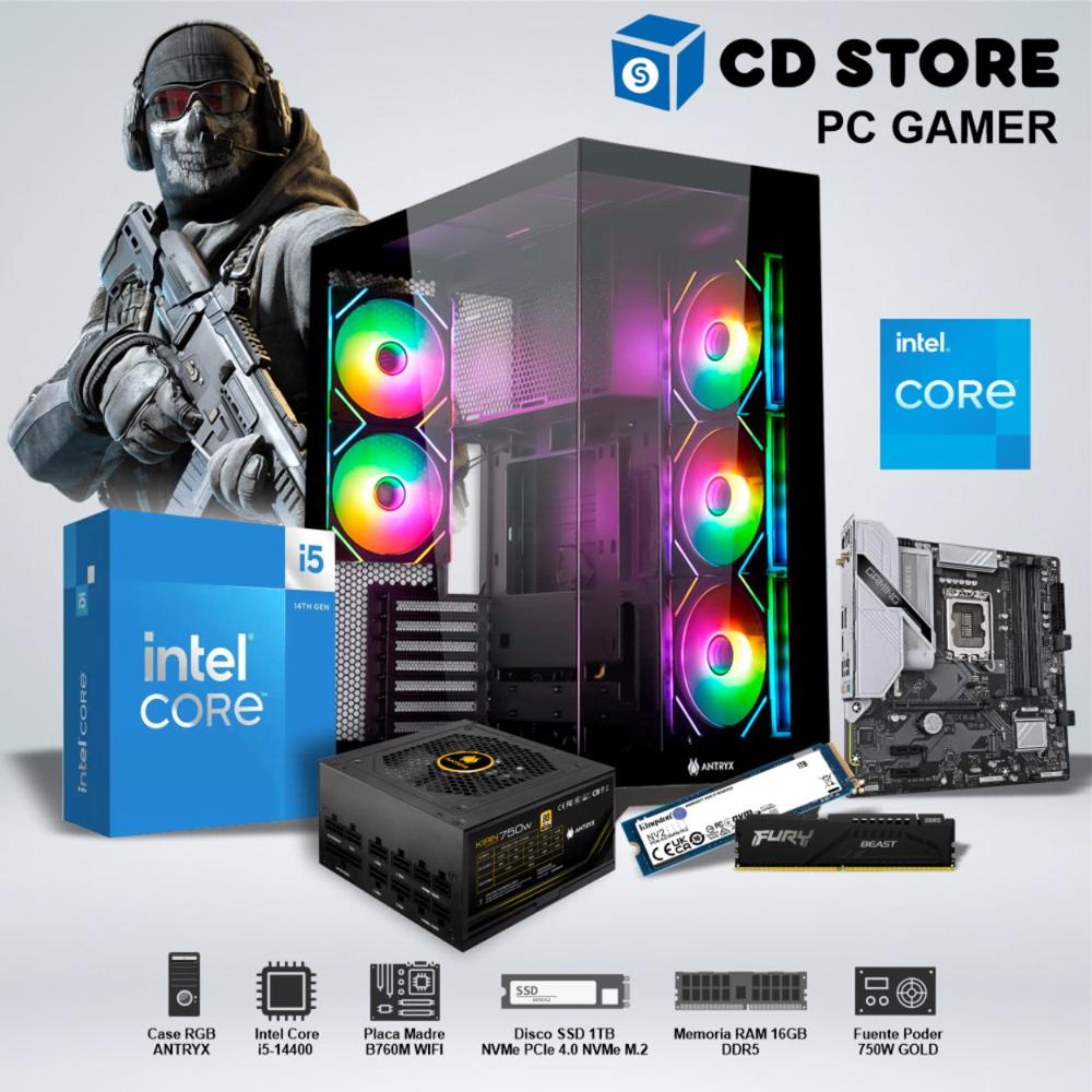 PC Gamer - INTEL i5 14400 RAM 16GB SSD 1TB CASE RGB FUENTE GOLD 750W