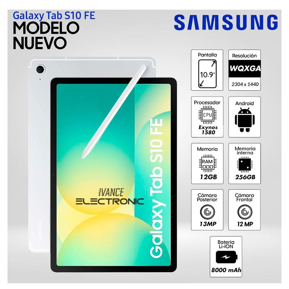 Tablet Samsung Galaxy Tab S10 FE 10.9 Pulg. WUXGA  256GB 12GB RAM SILVER