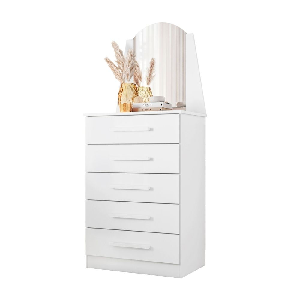 Comoda Tocador Praga 5 Cajones MDP Blanco Albatroz