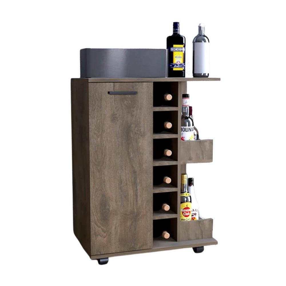 Mueble de Bar Bajo Andorra Melamina Marrón 82.1x60x37.7cm Tuhome