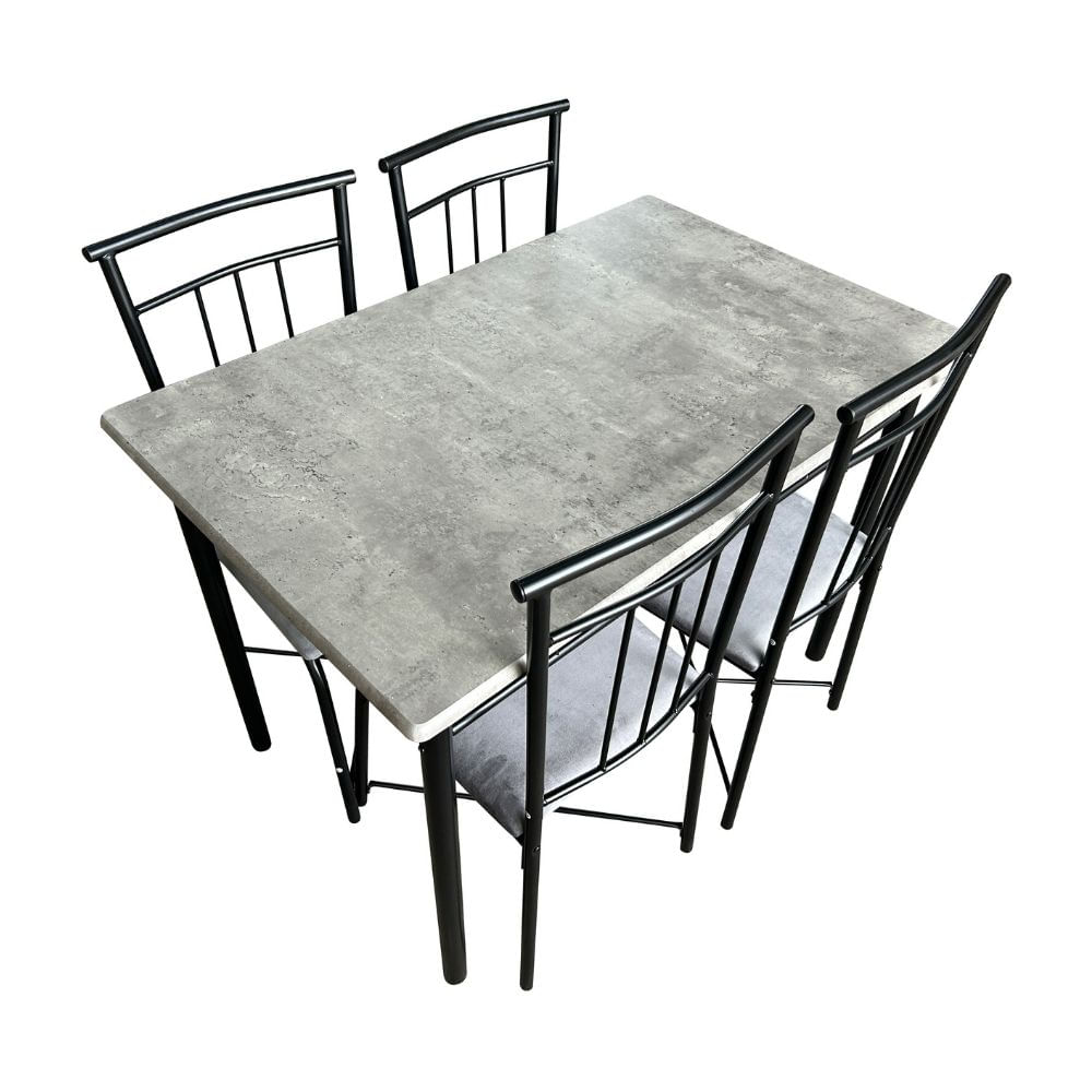 Juego de comedor Bahia Negro/Gris con 4 sillas