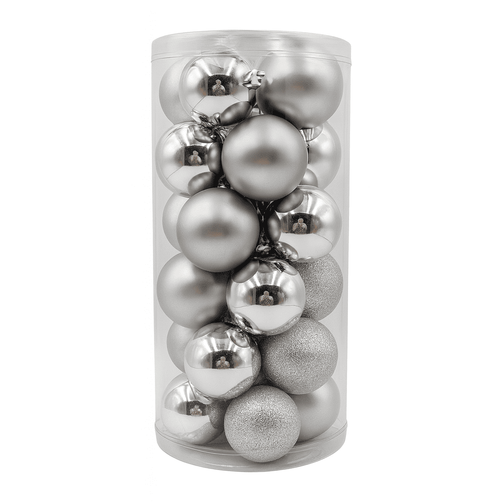 Set de 24 Bolas de Árbol 6cm Silver Orange