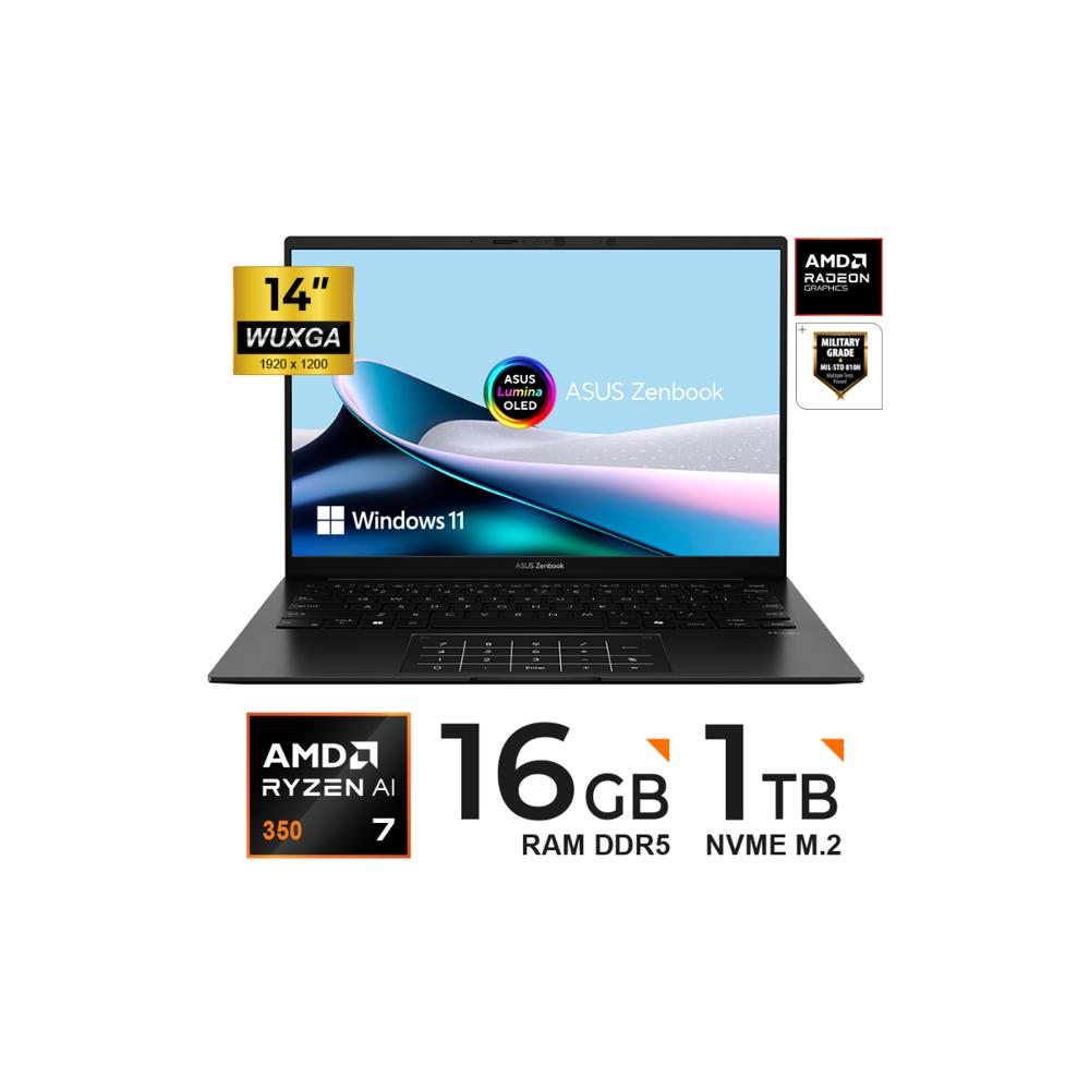 LAPTOP ASUS ZENBOOK UM3406KA 14 WUXGA OLED Ryzen AI 7 350 16GB 1TB SSD W11H