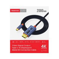 Cable USB-C a DisplayPort Tranyoo 4K 60Hz 2m conectores metálicos antideslizantes modelo T-GT2