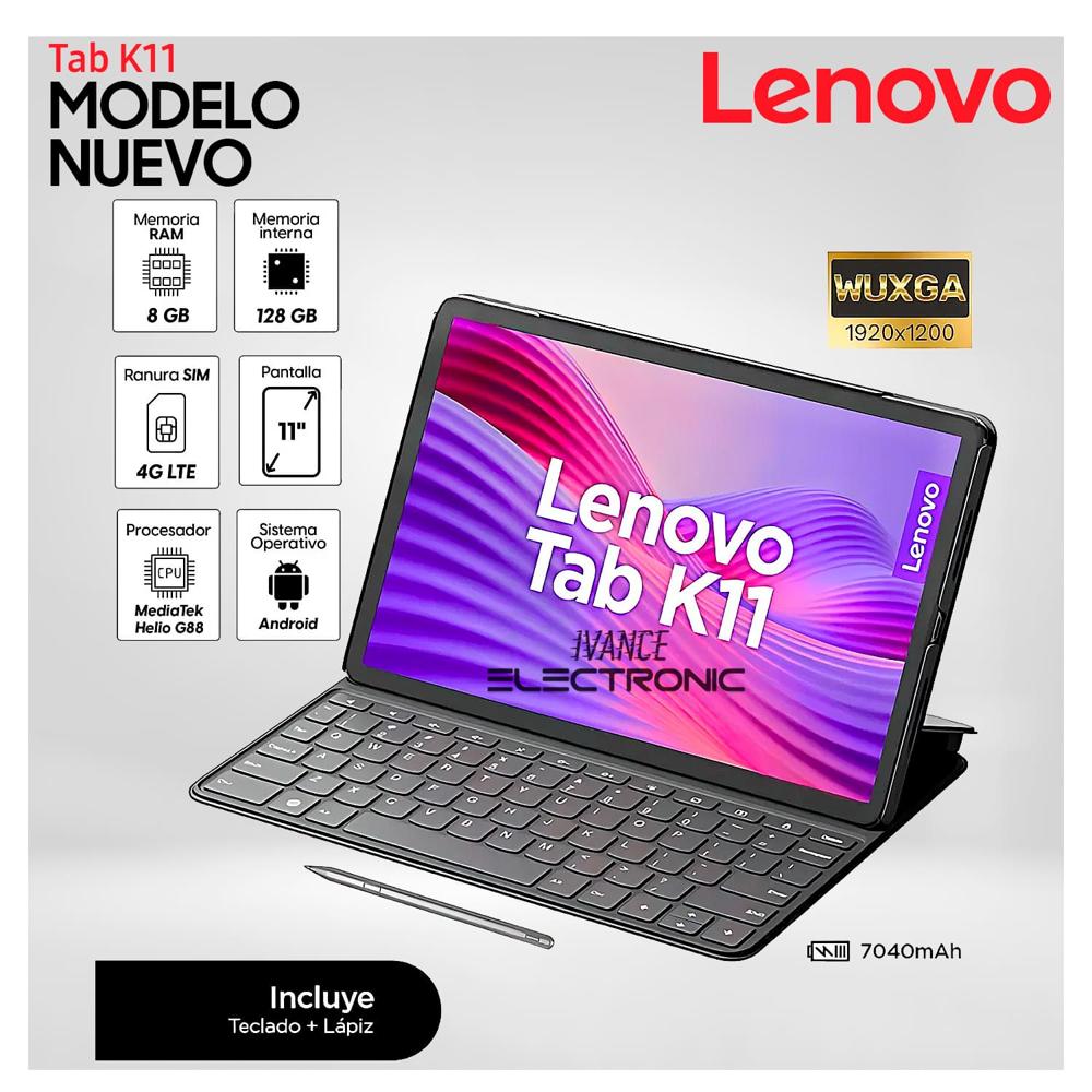 Tablet Lenovo Tab K11 Con Teclado - Tab Pen Plus 128GB 8GB- LUNA GREY