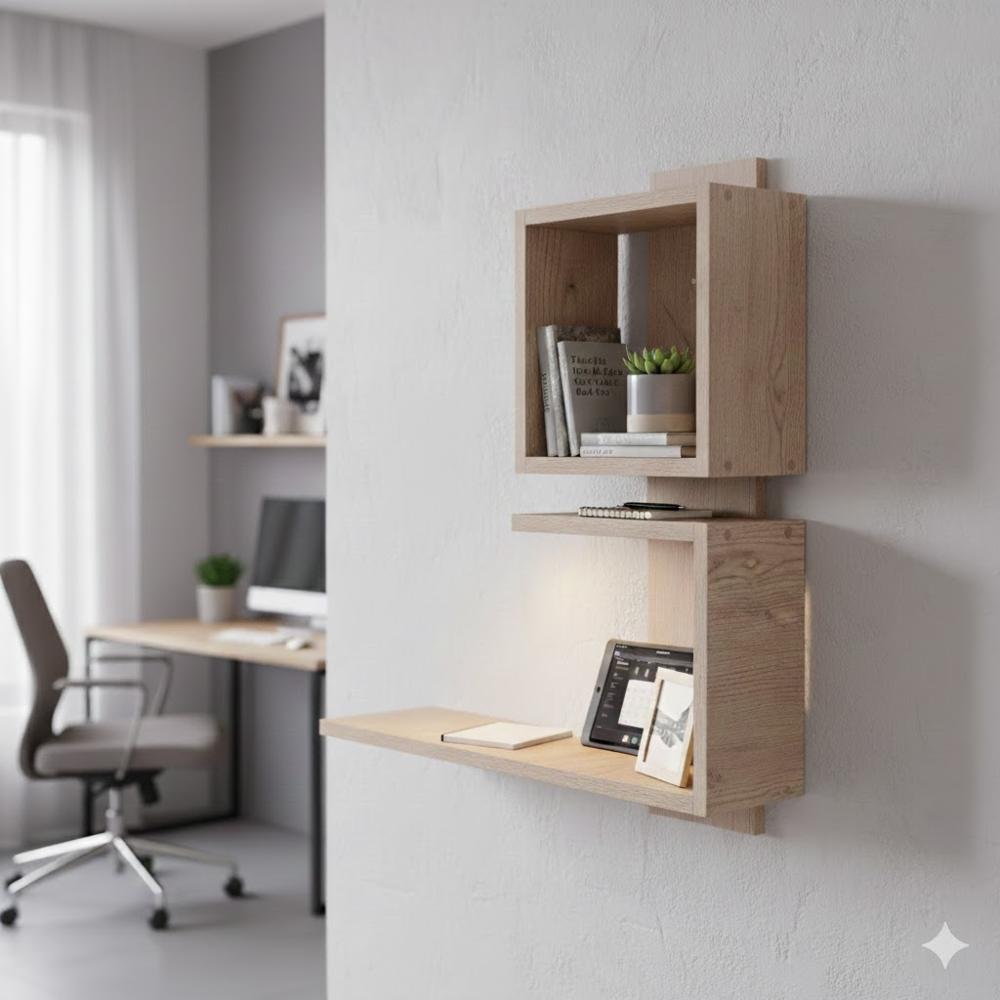 Repisa flotante asimétrica melamina Macadamia