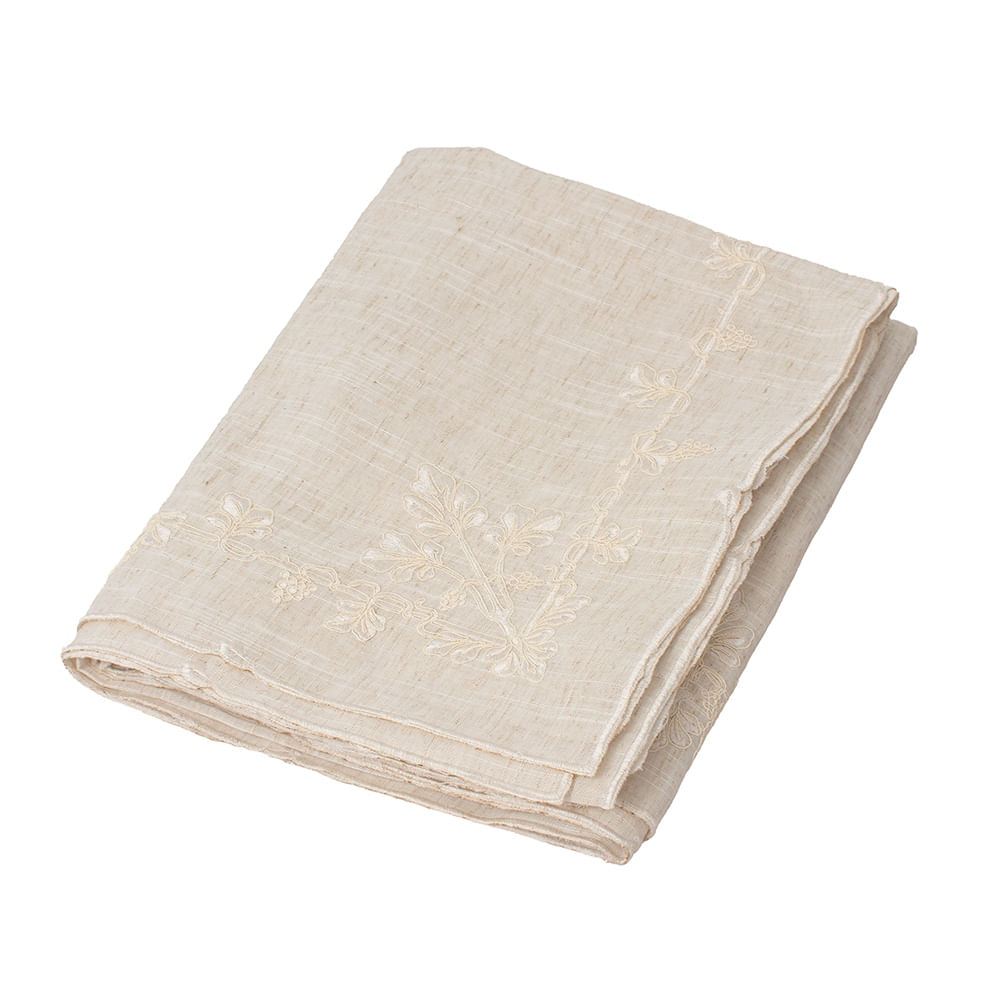 Mantel para 6 Sillas Rectangular Poliéster Bordado Beige