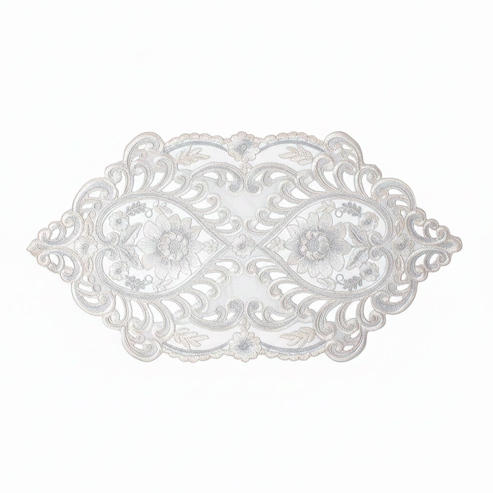 Setx2 Individuales Poliéster Ovalado 53cm Bordado Blanco