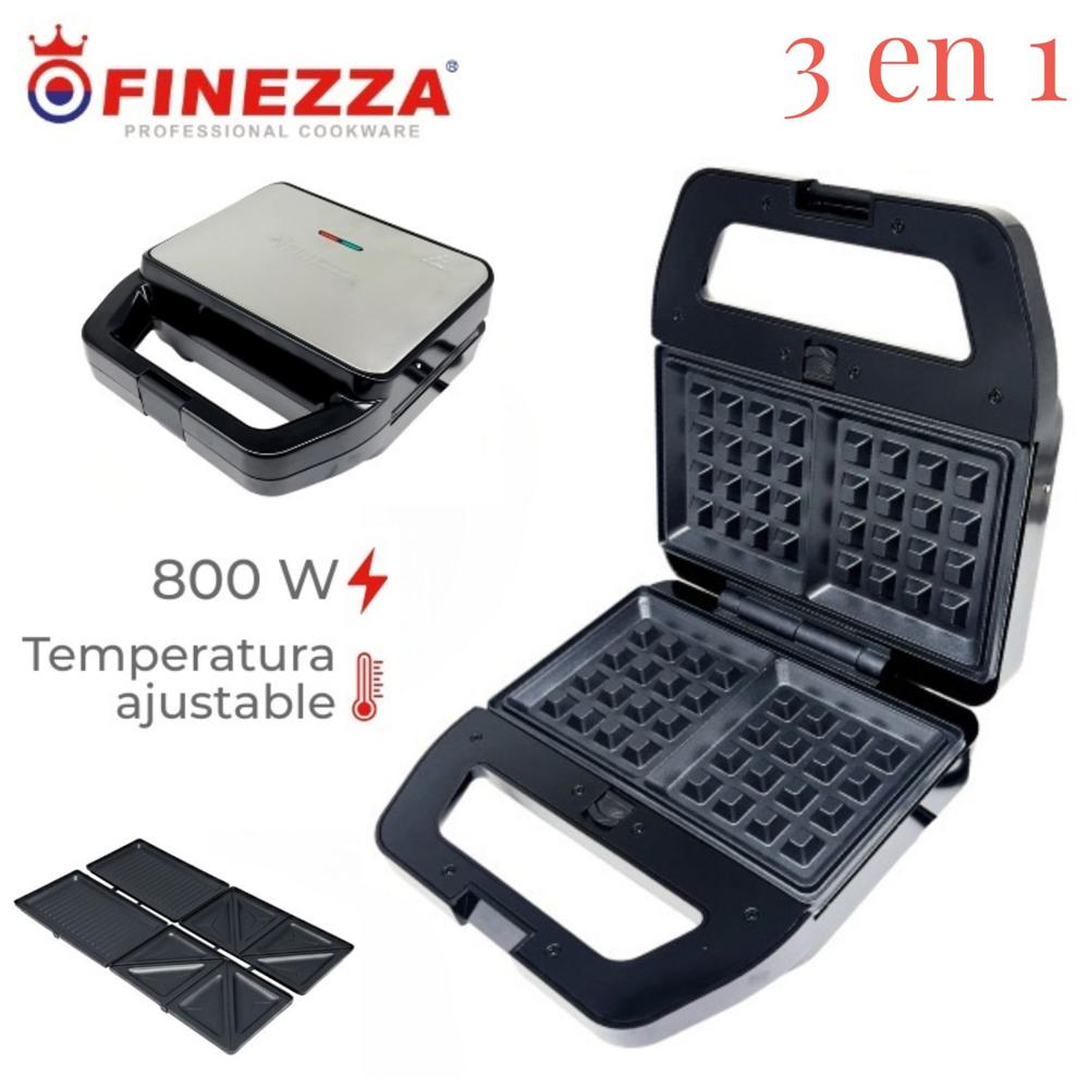 Wafflera Finezza FZ-829W3 Intercambiables para Sandwichera y Grill 3 en 1 Negro