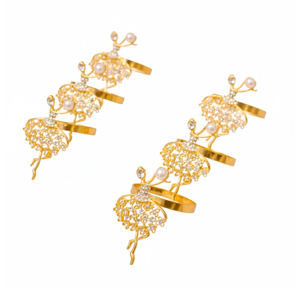 SETX6 AROS PARA SERVILLETAS DISEÑO DAMA DORADA