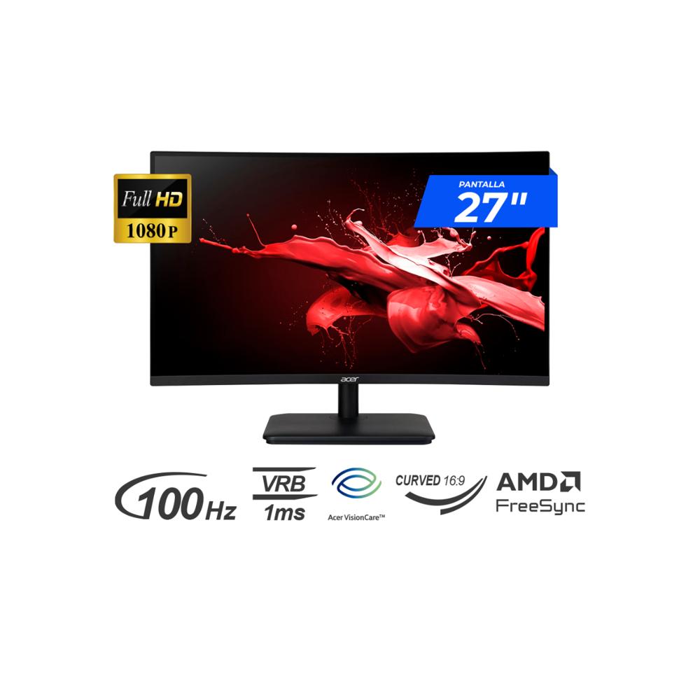 MONITOR ACER LED 27 CURVO ED270R HBMIIX 1920 X 1080 FULL HD 100HZ 1MS HDMI DP FREESYNC
