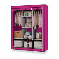 Ropero Armable de Tela 3 Cuerpos Con 8 Divisiones Rosa