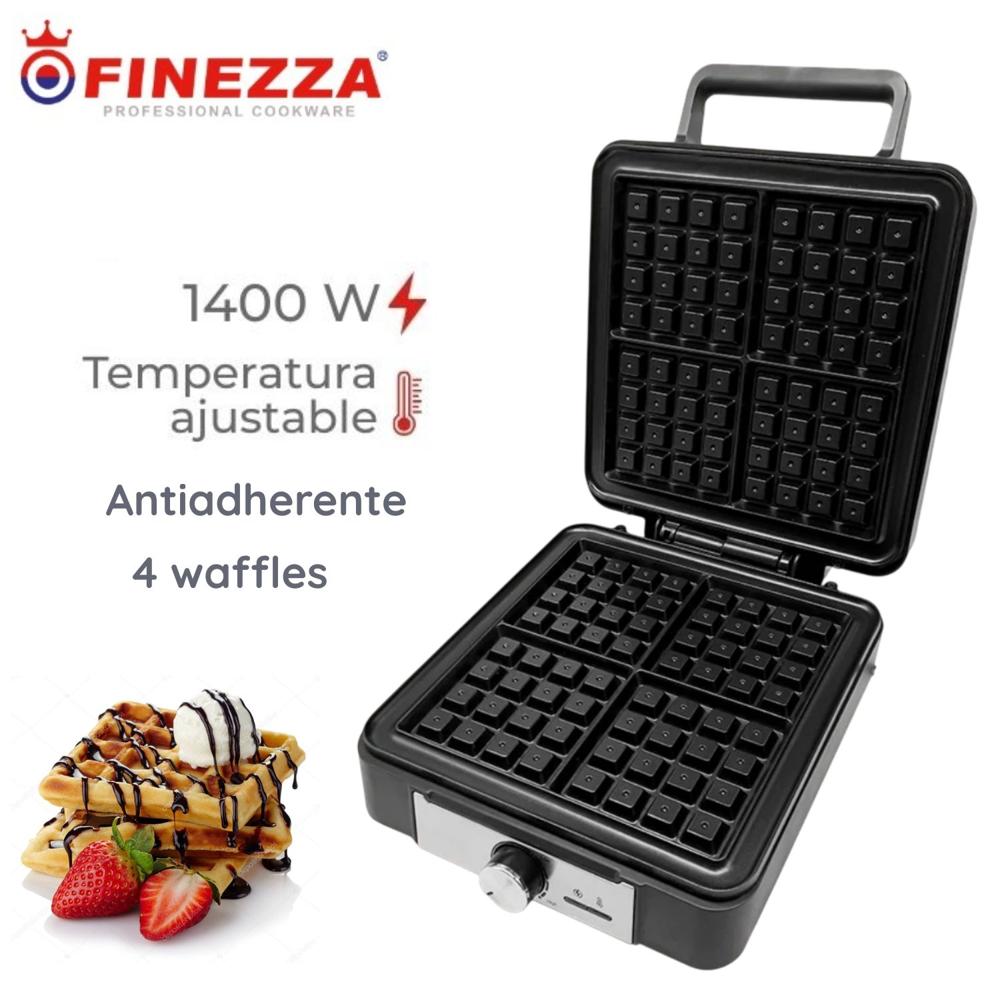 Waflera para 4 Finezza FZ-812WF Antiadherente Negro