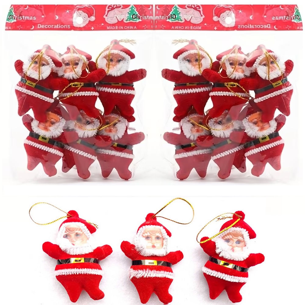 Set de 18 Mini Santas Adornos Munequitos de Papa Noel para Colgar