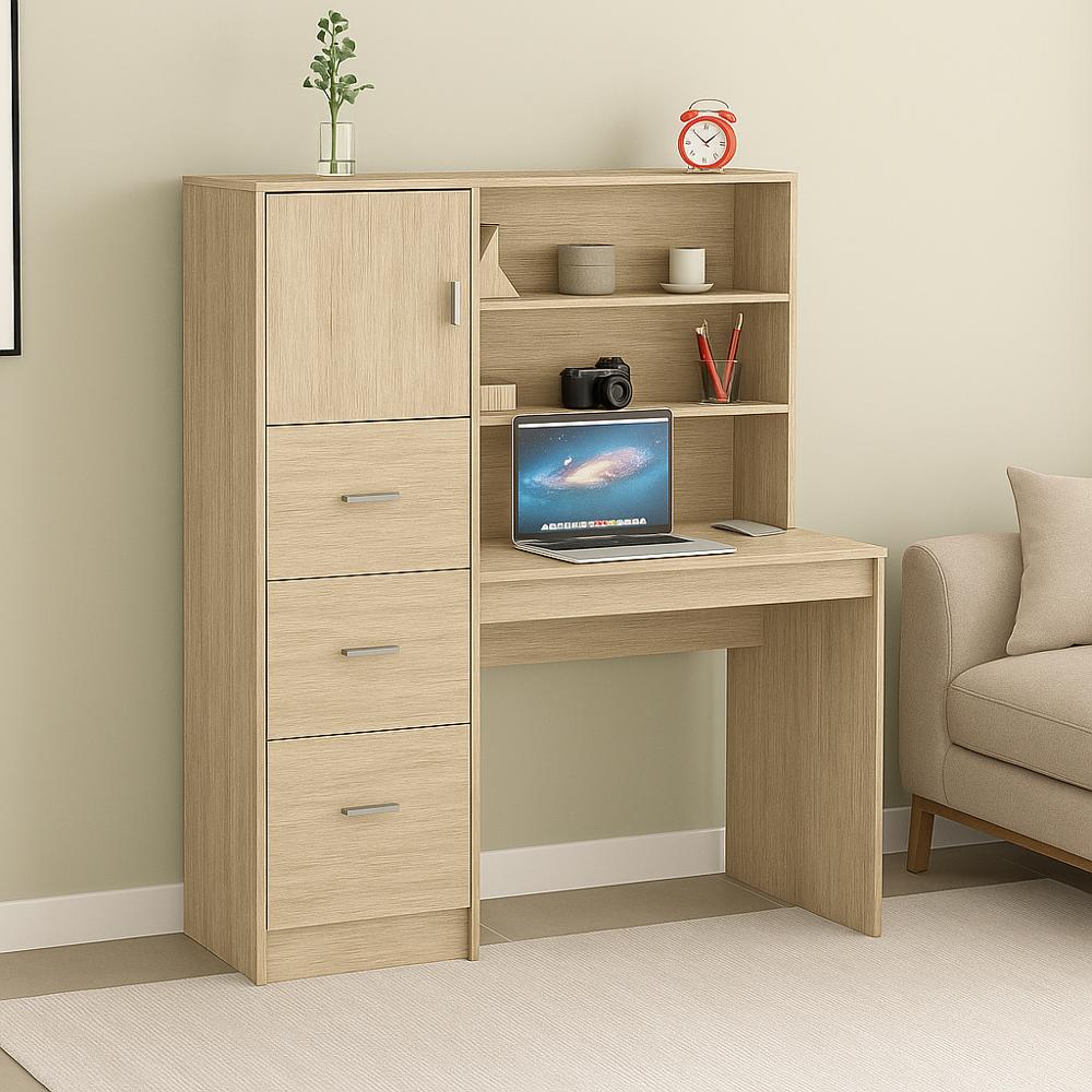 ESCRITORIO CON LIBRERO MODELO CAPRI COLOR ROVERE