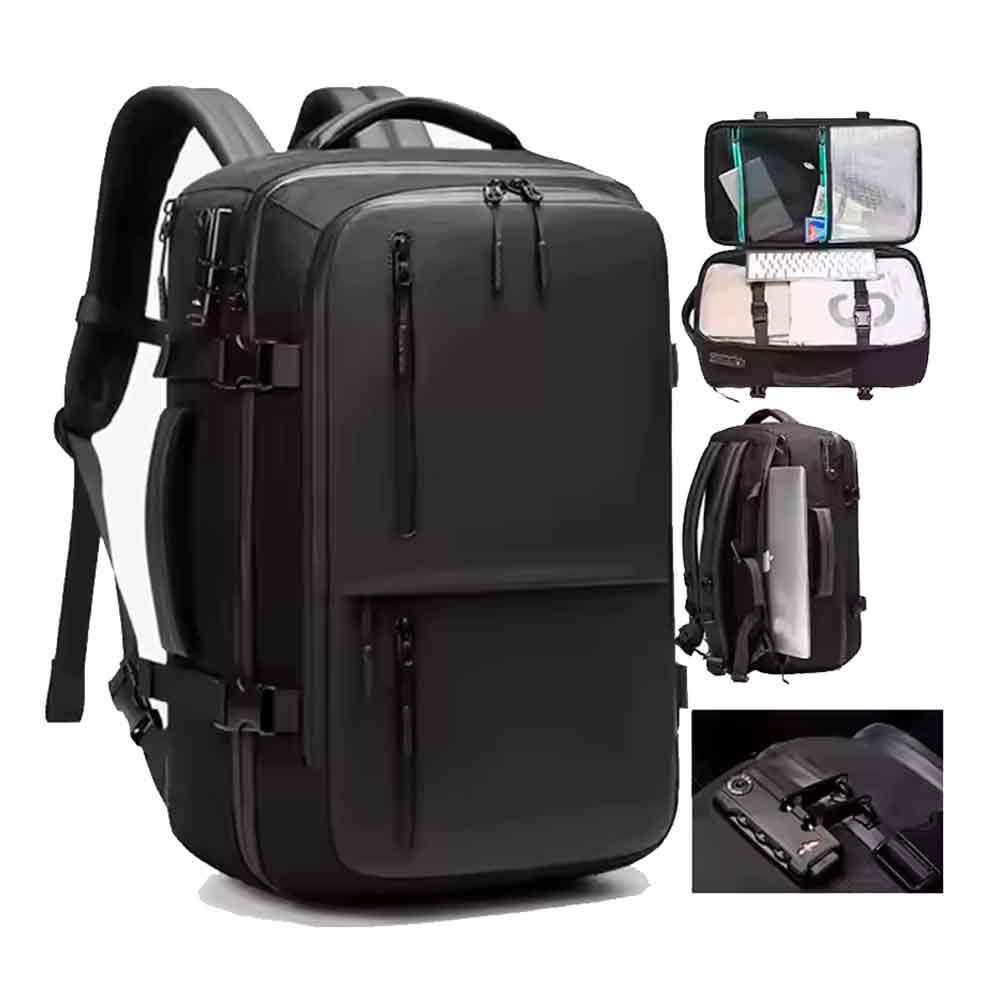 Mochila de Viaje Impermeable 180 Oxford con Clave TSA Ancho Ajustable Negro Mod. A
