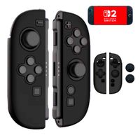 Funda para Joy Cons de Switch 2 + 02 Grips Nintendo Switch 2 Protector Negro