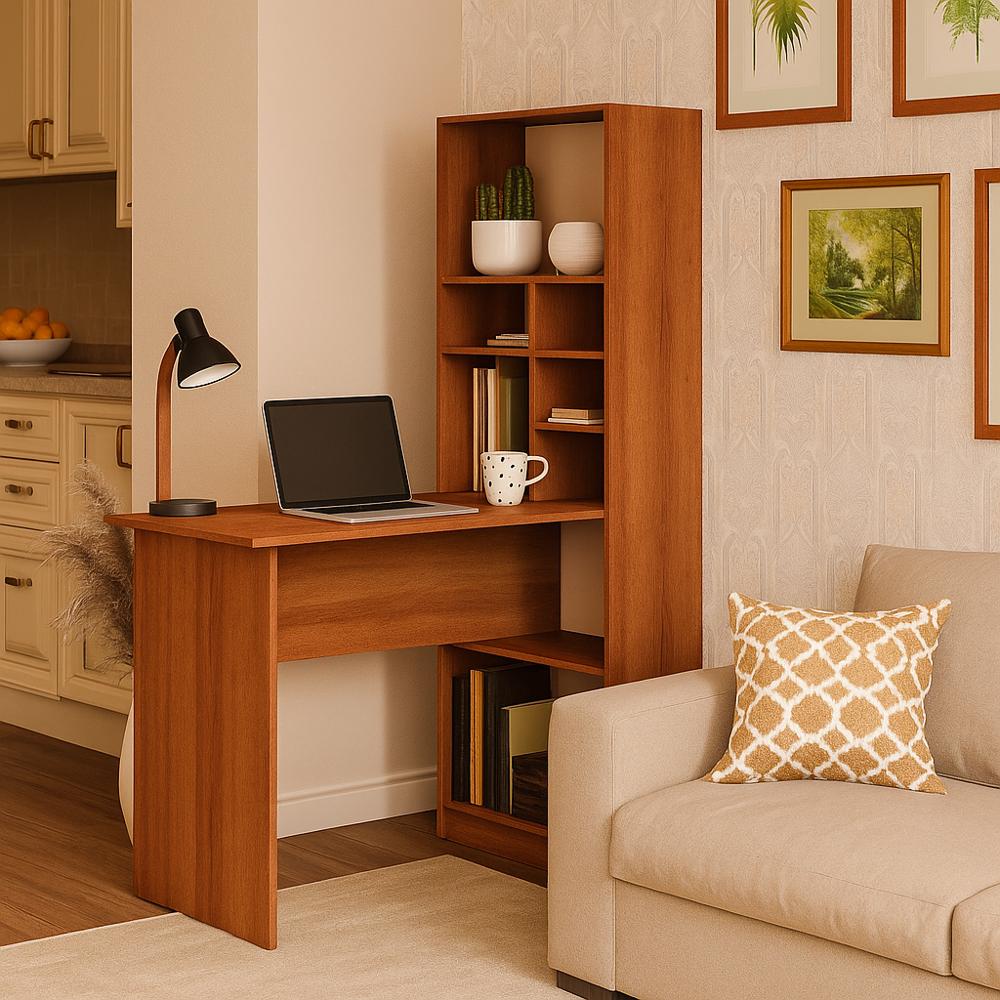 ESCRITORIO CON LIBRERO MODELO ELE COLOR CEREZO