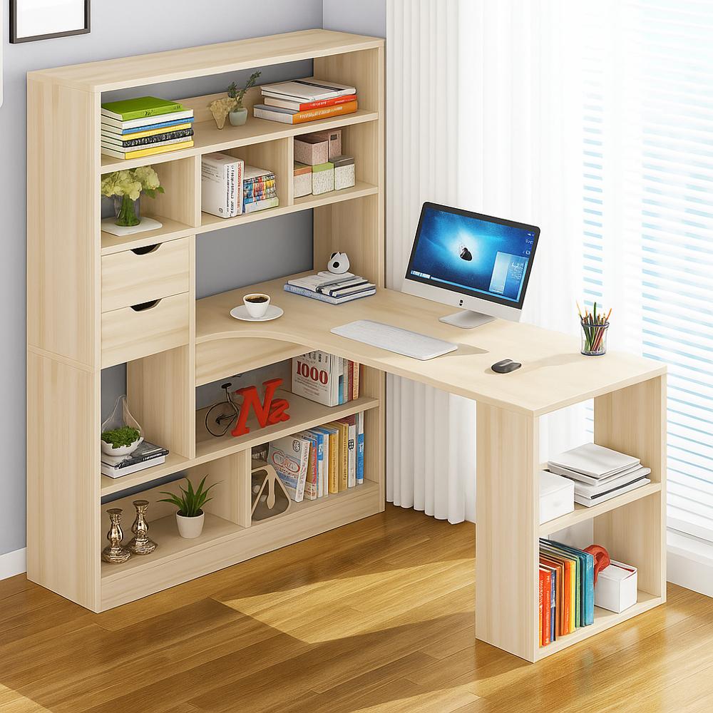 ESCRITORIO CON ESTANTE MODELO ENTRELAZADO COLOR MANZANO