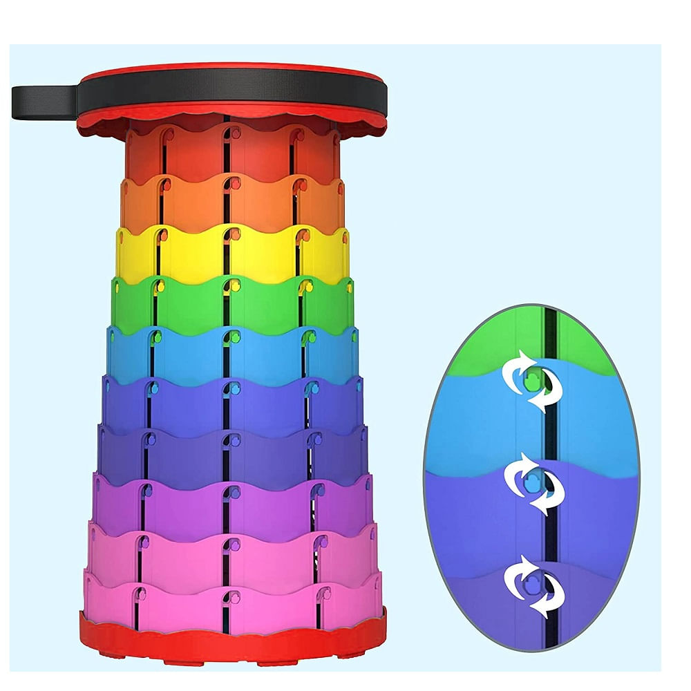 Banco Silla Plegable Portatil Multicolor Arcoiris 43cm