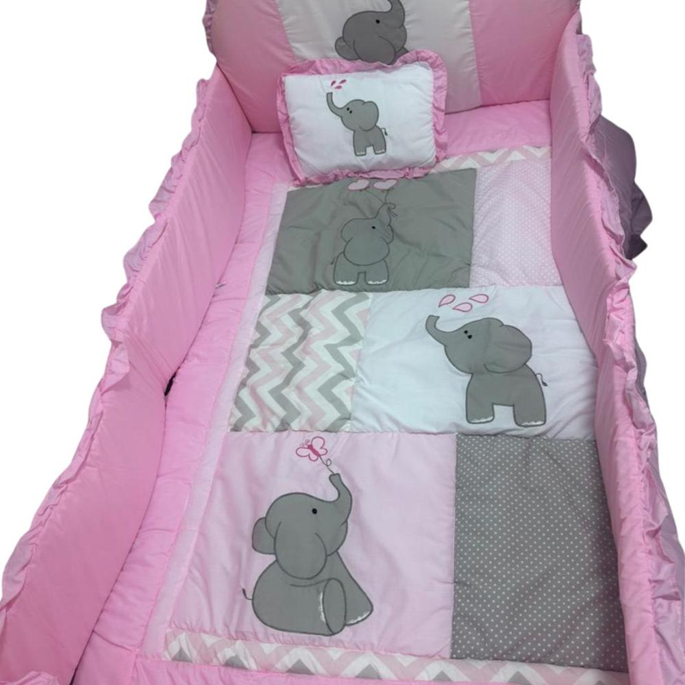 Set De Cuna Para Bebé Rosado 5 Piezas Suave