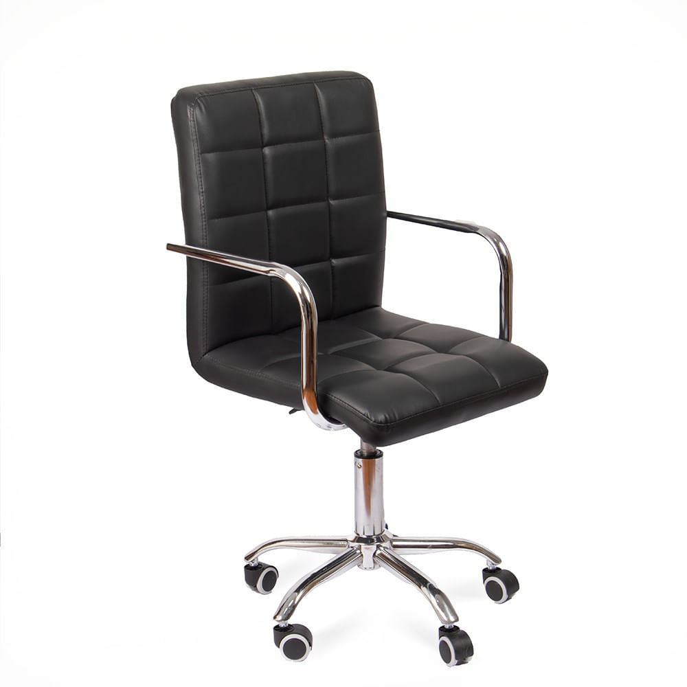 Silla Giratoria Acolchada con Reposabrazos Peni Negra