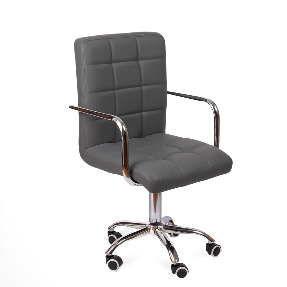 Silla Giratoria Acolchada con Reposabrazos Peni Gris