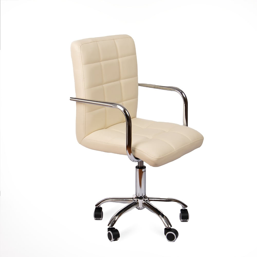 Silla Giratoria Acolchada con Reposabrazos Peni Crema