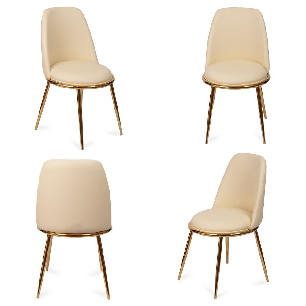 Silla con Asiento Acolchado Modelo Golden Crema Pack x4