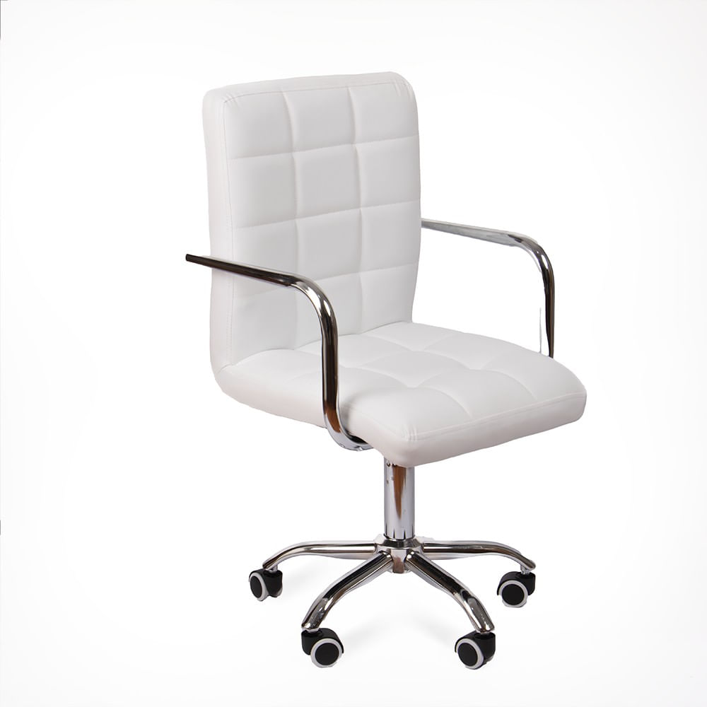 Silla Giratoria Acolchada con Reposabrazos Peni Blanca