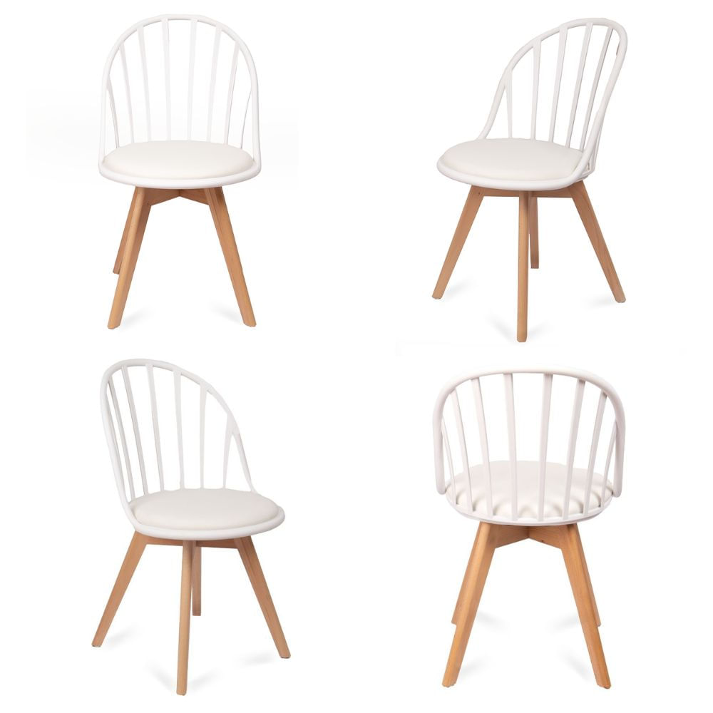 Silla con Respaldar Calado Modelo Málaga Blanca Pack x4