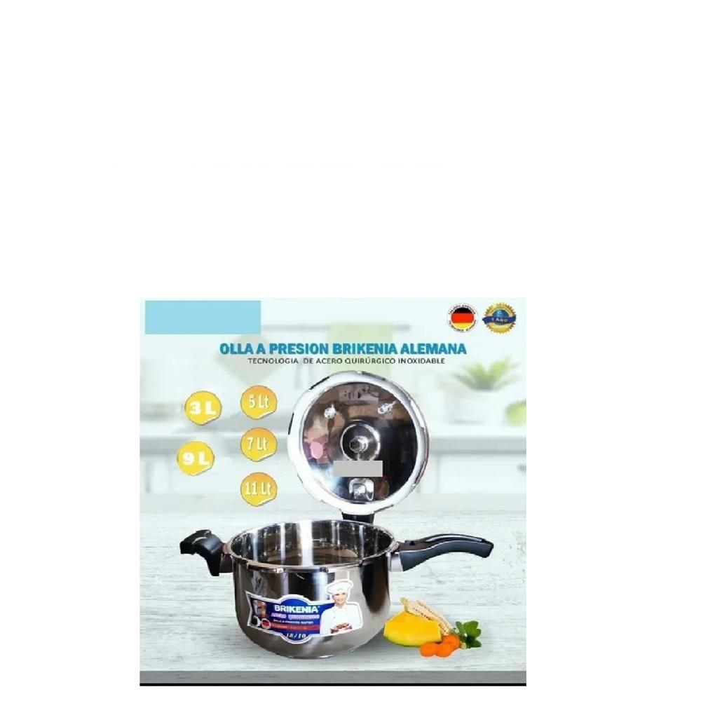 OLLA A PRESION 11LT ACERO INOXIDABLE BRIKENIA TECNOLOGIA ALEMANA