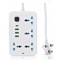 Enchufe Tomacorriente Múltiple Universal 4 Tomas + 3 Puertos USB + 1 Tipo C