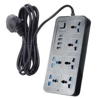 Enchufe Tomacorriente Múltiple Universal 6 Tomas + 3 Puertos USB + 1 Tipo C