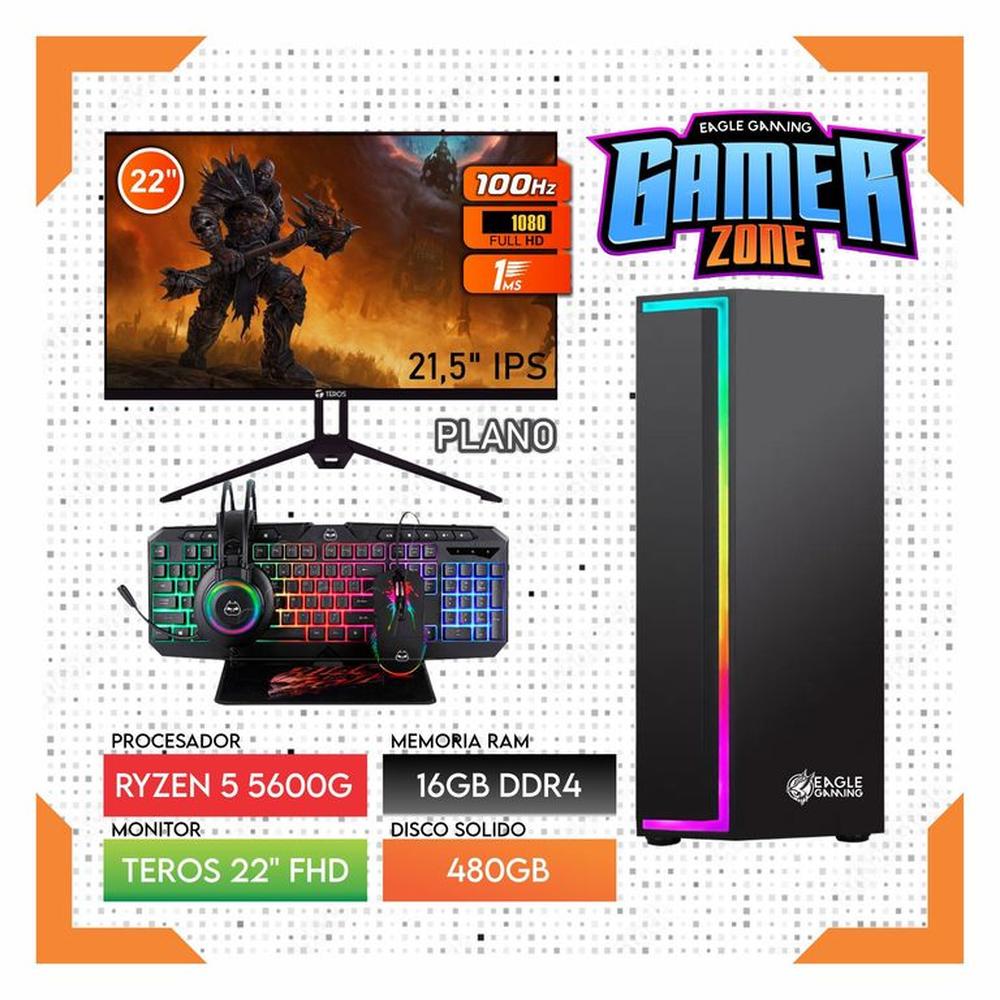 Computadora PC GAMER RYZEN 5 5600G RAM 16GB SSD 480GB Monitor 22 FULL HD Computadora PC GAMER RYZEN 5 5600G RAM 16GB SSD 480GB Monitor 22 FULL HD