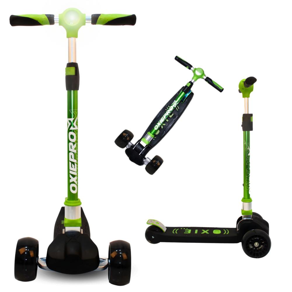Scooter Ajustable para Niños 5 a 15 Años con Música, Luces LED y Bluetooth Verde