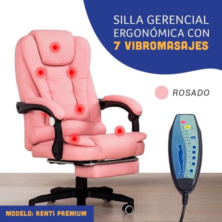 Silla Ergonómica con 7 Vibromasajes Premium Reclinable y Ajustable color Palorosa Silla Ergonómica con 7 Vibromasajes Premium Reclinable y Ajustable color Palorosa