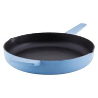 Sarten con asa y picos vertedores KitchenAid de hierro fundido esmaltado de 30 cm Azul Velvet