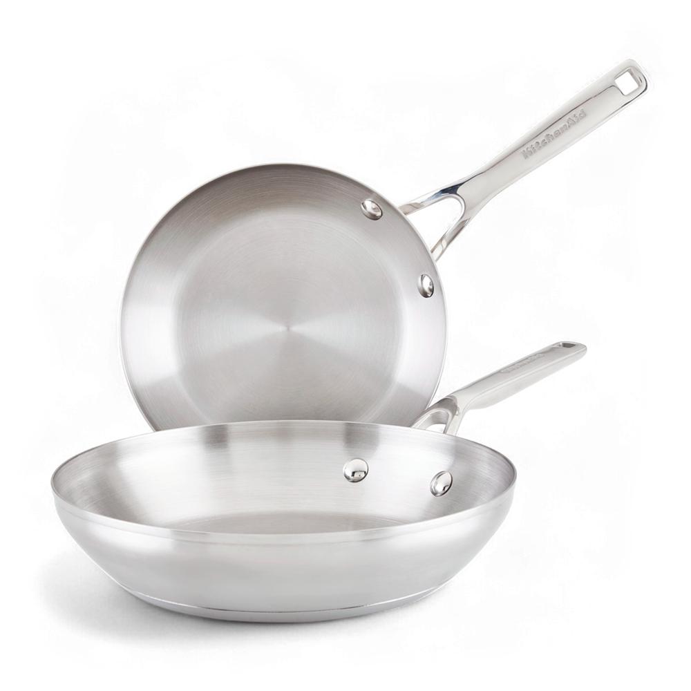 Juego de 2 sartenes de 20 y 24 cm inducción KitchenAid en acero inoxidable de 3 capas Juego de 2 sartenes de 20 y 24 cm inducción KitchenAid en acero inoxidable de 3 capas