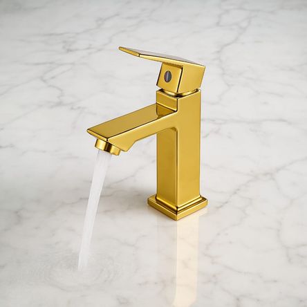Grifo Llave Dorado Oro para Lavabo o lavamanos solo agua fría 15cm alto Grifo Llave Dorado Oro para Lavabo o lavamanos solo agua fría 15cm alto