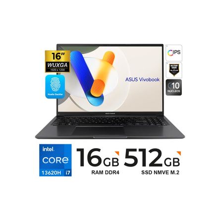 LAPTOP ASUS VIVOBOOK 16 X1605VA 16 WUXGA IPS Core i7-13620H  16GB DDR4 512GB SSD FreeDOS