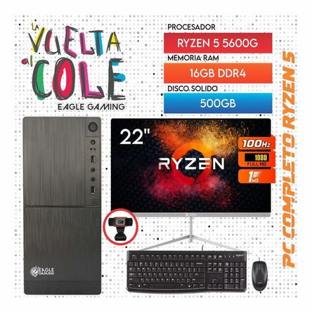 Computadora PC GAMER RYZEN 5 5600G RAM 16GB SSD 500GB Monitor 22 Computadora PC GAMER RYZEN 5 5600G RAM 16GB SSD 500GB Monitor 22