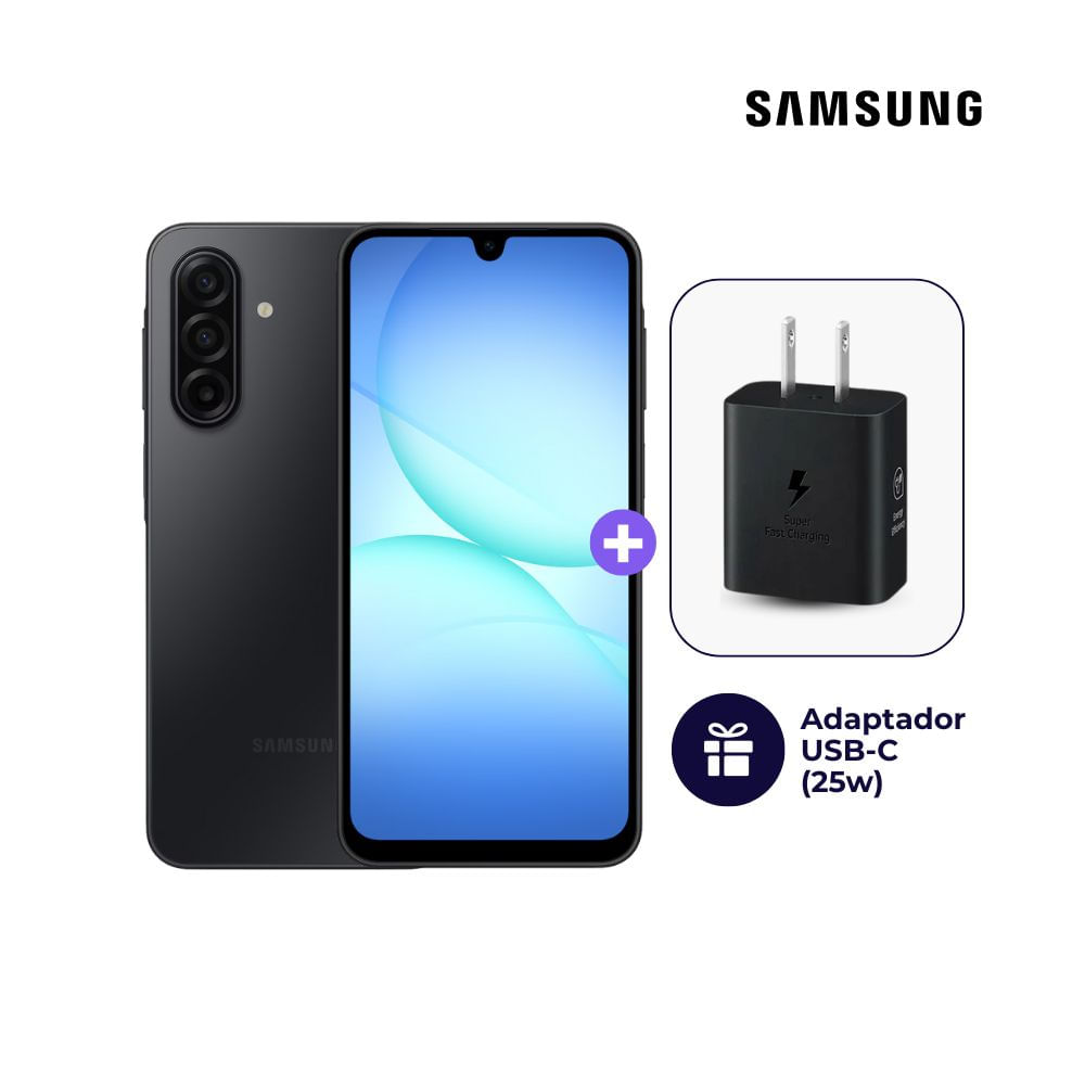Samsung Galaxy A17 4G 256GB 8GB Ram Negro y Cargador USB-C Samsung Original 25W