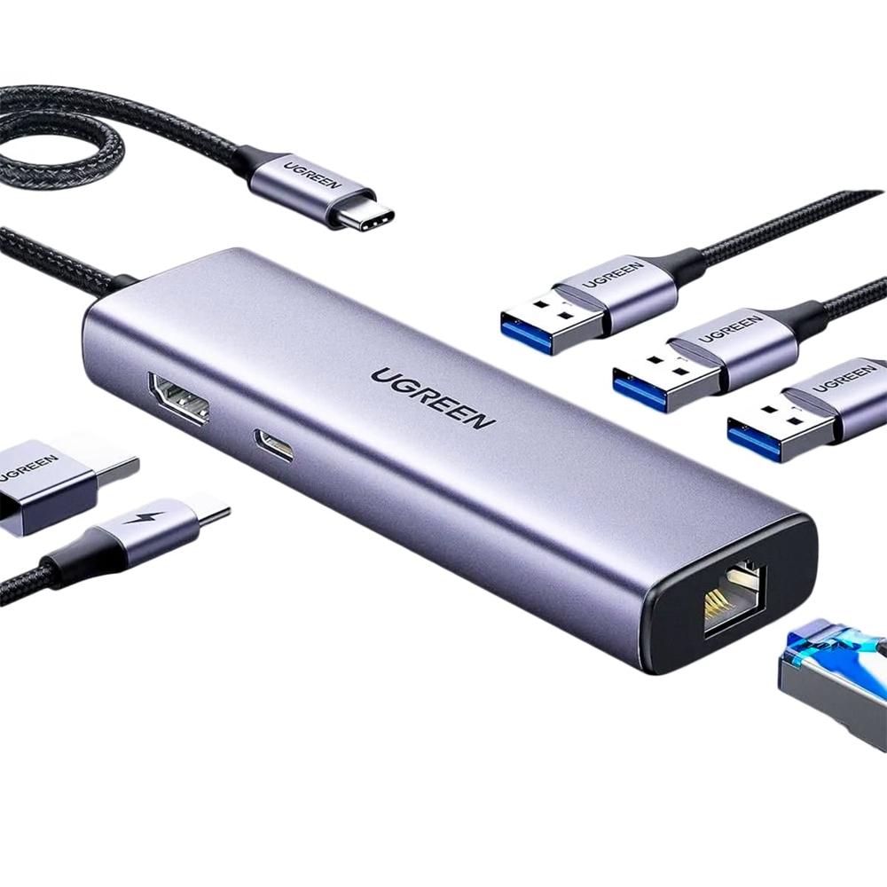 Adaptador USB-C UGREEN CM512 6 en 1 - 5 Gbps HDMI 4K PD 100W